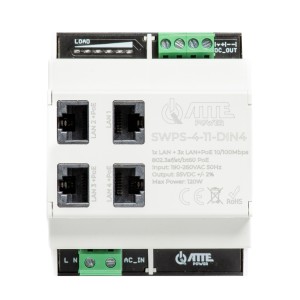 SWPS-4-11-DIN4 Switch PoE 4 portowy z wbudowanym zasilaczem na szynę TH35