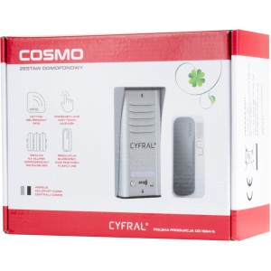 DOMOFON CYFRAL COSMO 1-LOKATORSKI KASETA CZARNA/UNIFON CZARNY