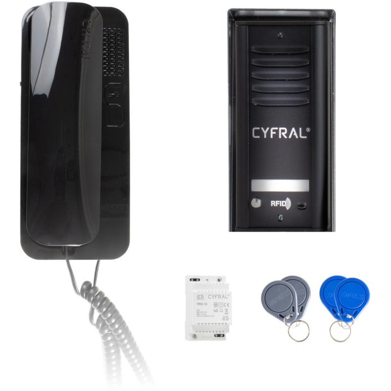 DOMOFON CYFRAL COSMO 1-LOKATORSKI KASETA CZARNA/UNIFON CZARNY