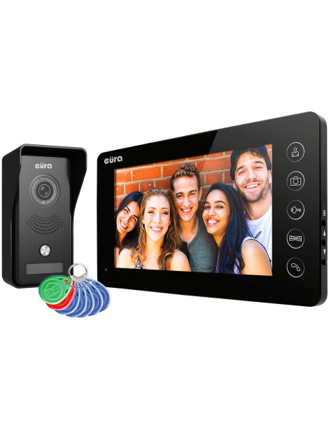Wideodomofon EURA VDP-76A3 czarny monitor