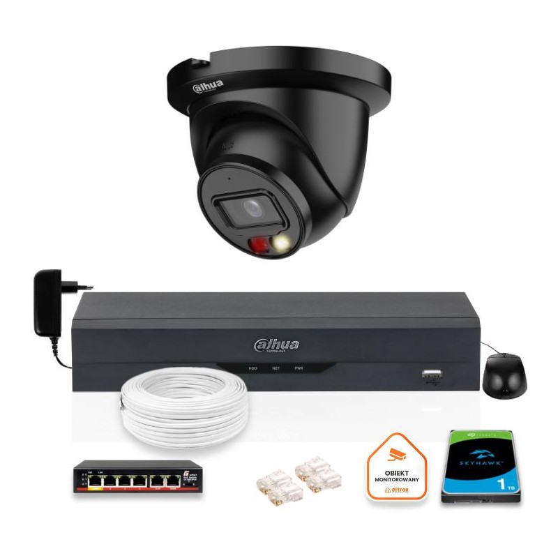 ZESTAW Kamera IP Dahua 5mpx IPC-HDW2549TM-S-IL-0280B-BLACK + DYSK 1TB