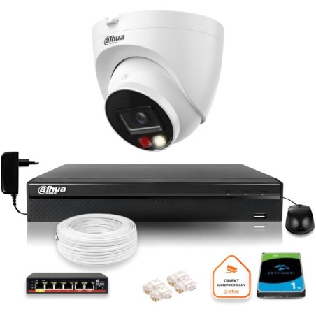 Zestaw monitoringu IP Dahua Kamera zewnętrzna IP 6mpx dysk twardy