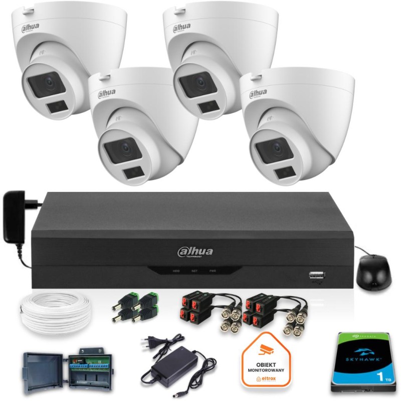 Zestaw monitoringu Dahua 4x kamera kopułkowa HAC-HDW1500CLQ-IL-A-0280B-S2