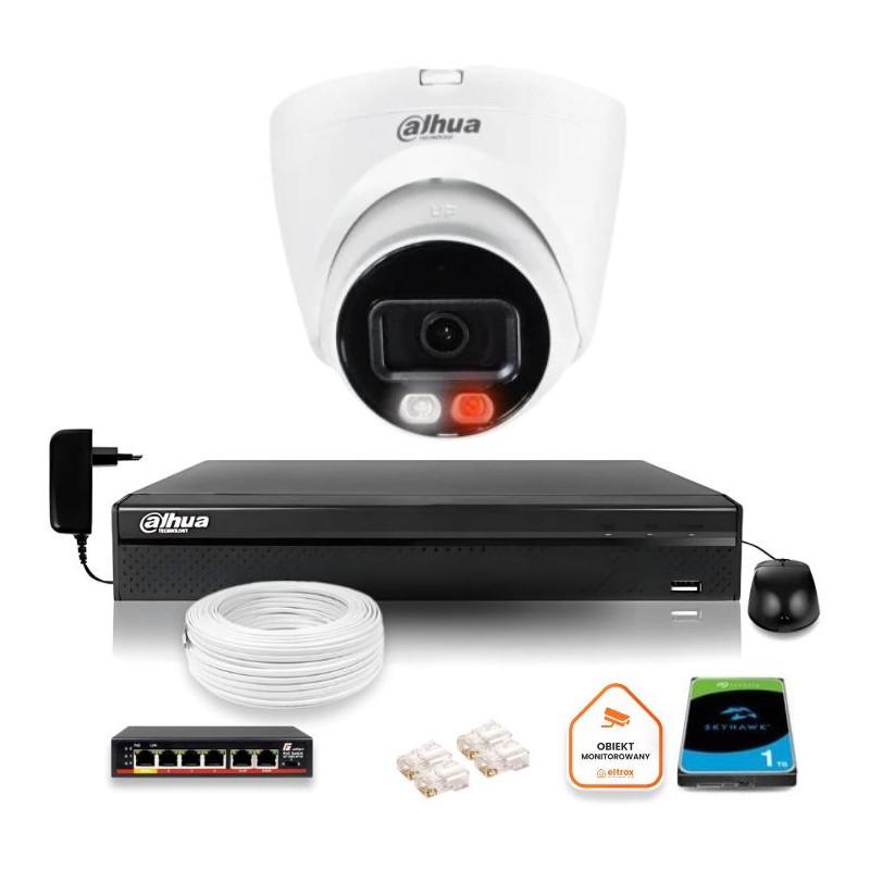 Zestaw monitoringu IP DAHUA 4Mpx 2K kamera IPC-HDW1439V-A-IL z dyskiem
