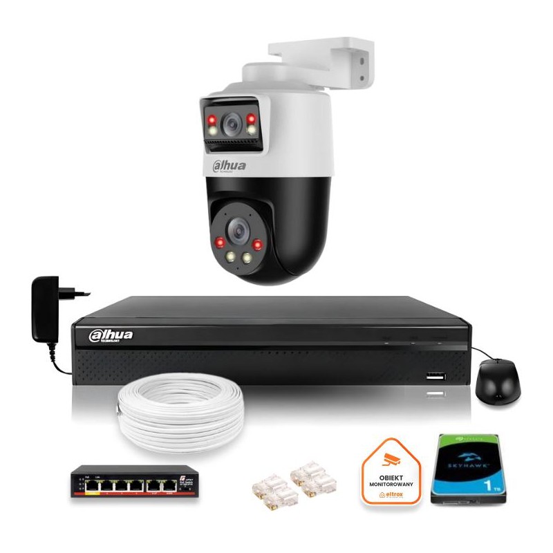 Zestaw monitoringu IP Dahua kamera obrotowa 2MP+2MP dysk