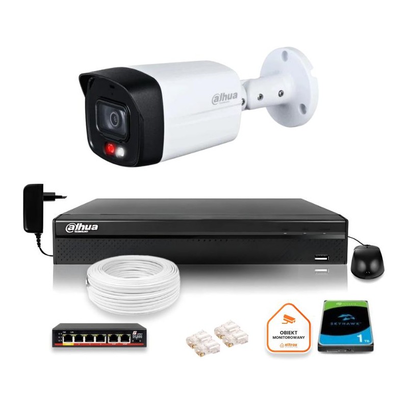 Zestaw monitoringu IP DAHUA kamera 4MPx 2K IPC-HFW1439TL1-A-IL z dyskiem