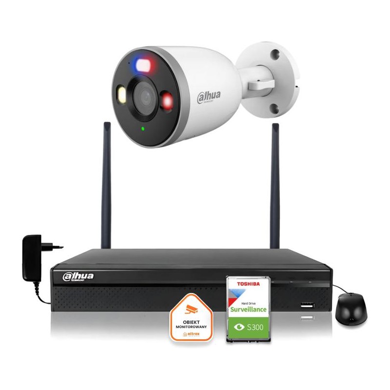 Zestaw monitoringu IP Dahua Kamera tubowa WI-FI 5MPx aktywne odtraszanie LED IR do 30m