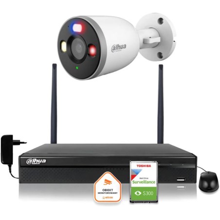 Zestaw monitoringu IP Dahua Kamera tubowa WI-FI 5MPx aktywne odtraszanie LED IR do 30m