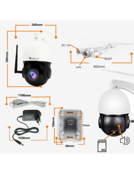 Kamera Zewnętrzna Obrotowa IP WiFi 4Mpx ZOOM x18 ORLLO Z10