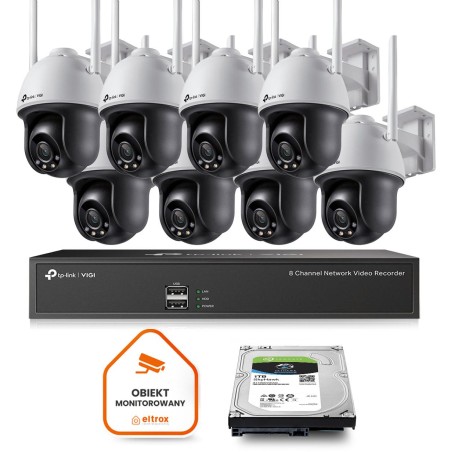 Monitoring zestaw z 8 kamerami obrotowymi PTZ TP-LINK VIGI C540-W WiFi 2K IR 30m