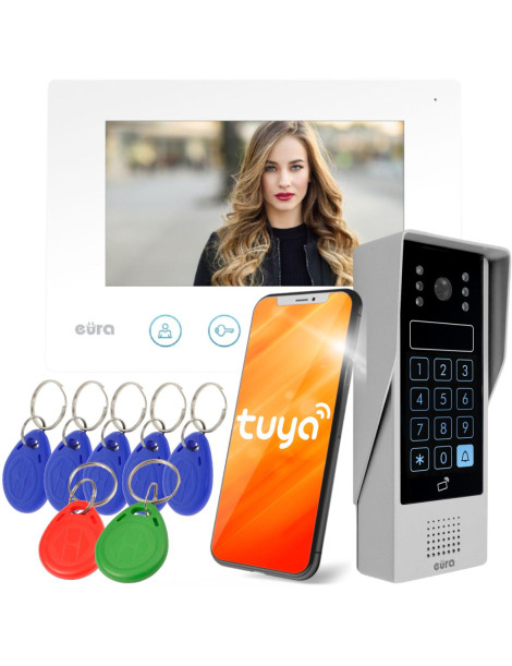 WIDEODOMOFON EURA VDP-90A3 DELTA + biały monitor TUYA