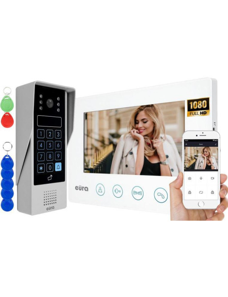 WIDEODOMOFON EURA VDP-90A3 DELTA + biały monitor TUYA