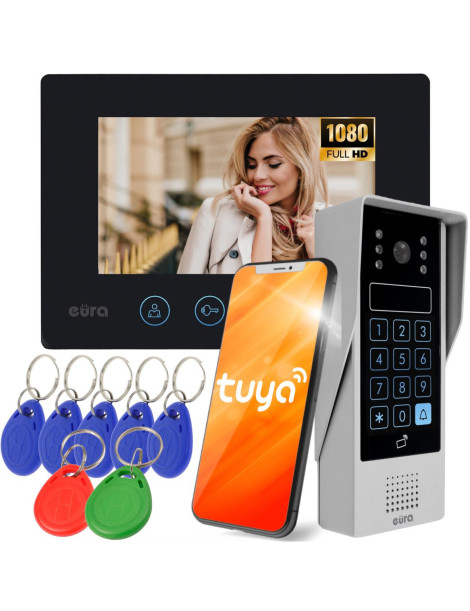 WIDEODOMOFON EURA VDP-90A3 DELTA + czarny monitor TUYA