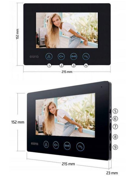WIDEODOMOFON EURA VDP-90A3 DELTA + czarny monitor TUYA