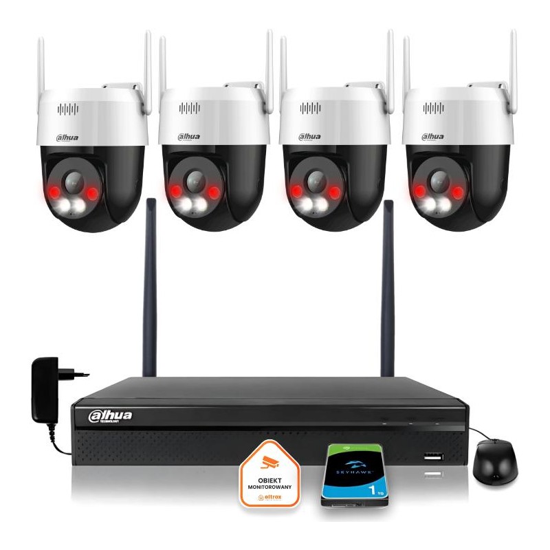 Zestaw monitoringu IP Dahua Bezprzewodowa 4 kamery 5MPx P5AE-PV i rejestrator z dyskiem