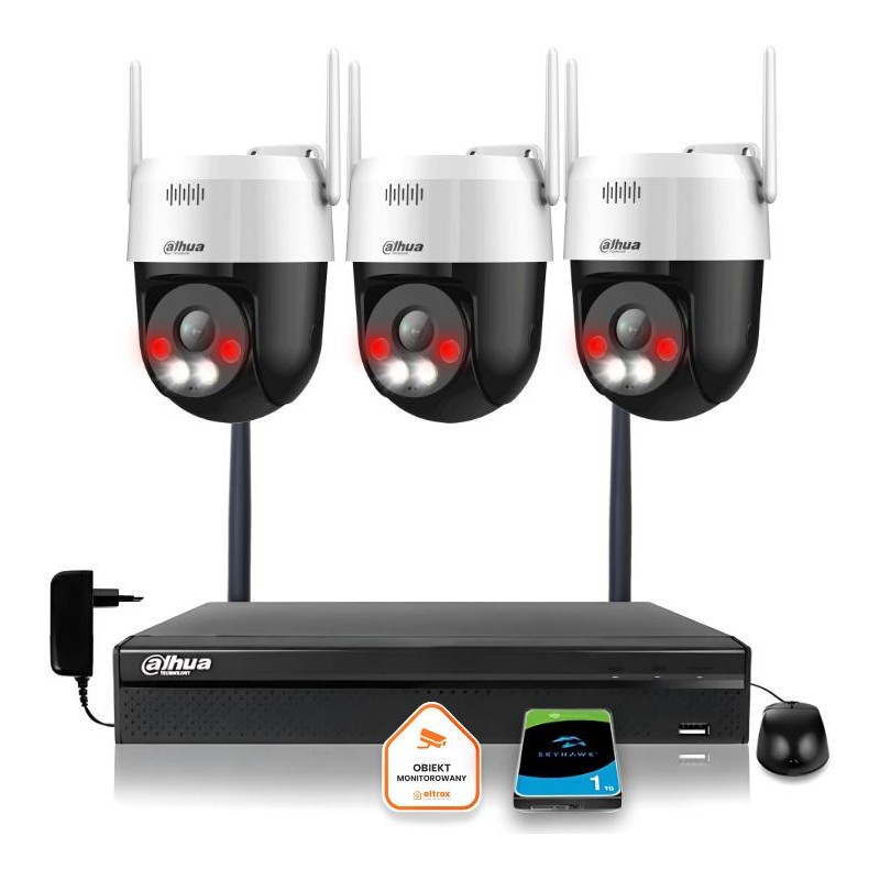 Zestaw monitoringu IP Dahua Bezprzewodowa 3 kamery 5MPx P5AE-PV i rejestrator z dyskiem