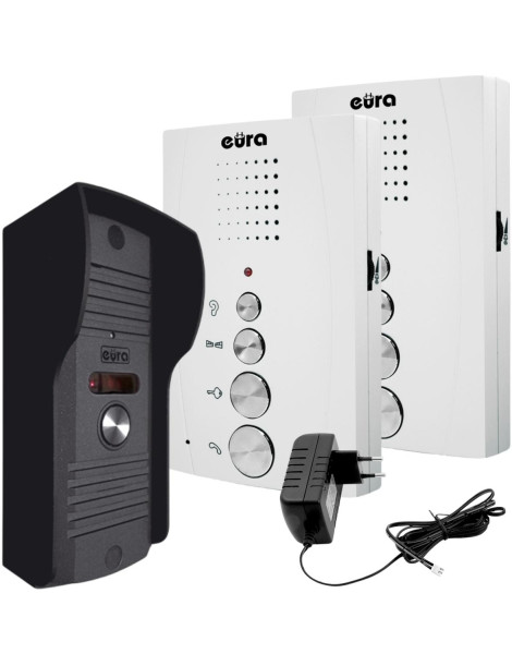 DOMOFON ''EURA'' ADP-51A3 ''DIFESA'' - 1-rodzinny, 2 unifony, interkom, biały