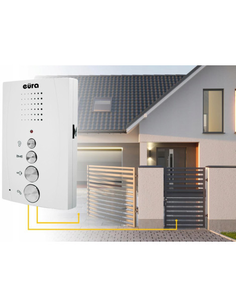 DOMOFON ''EURA'' ADP-51A3 ''DIFESA'' - 1-rodzinny, 2 unifony, interkom, biały